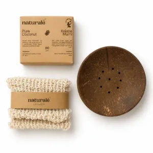 natural soap exfoliating bag and tray shower set Indonesia