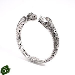 Sterling silver guardian dog cuff bracelet handmade Bali artisan jewelry