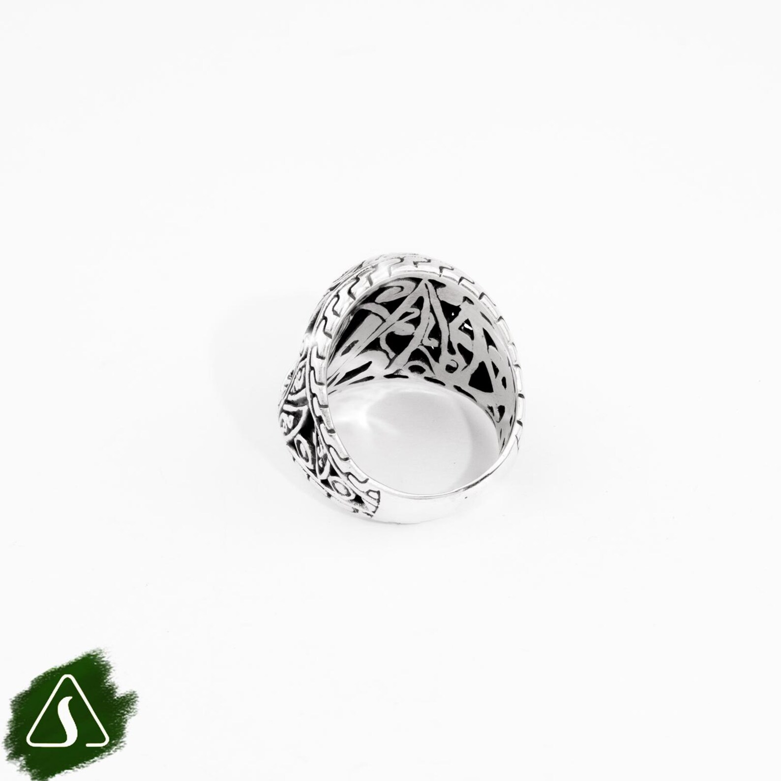 Wide Sterling Silver Ring Tribal Pattern sterling silver tribal band ring handmade Bali abstract engraved design