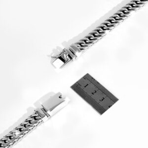 mens sterling silver Cuban bracelet with secure box clasp