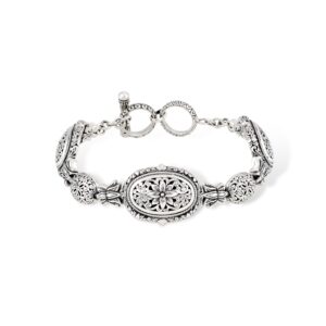 silver floral engraved Balinese 925 sterling silver bracelet