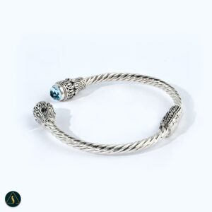 handmade Bali silver cuff bracelet with twisted cable design