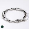 handmade 925 sterling silver chain bracelet with carved artisan links
