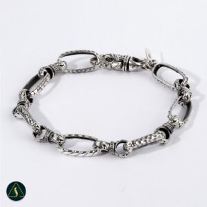 Balinese sterling silver vintage gothic chain bracelet with oxidized finish
