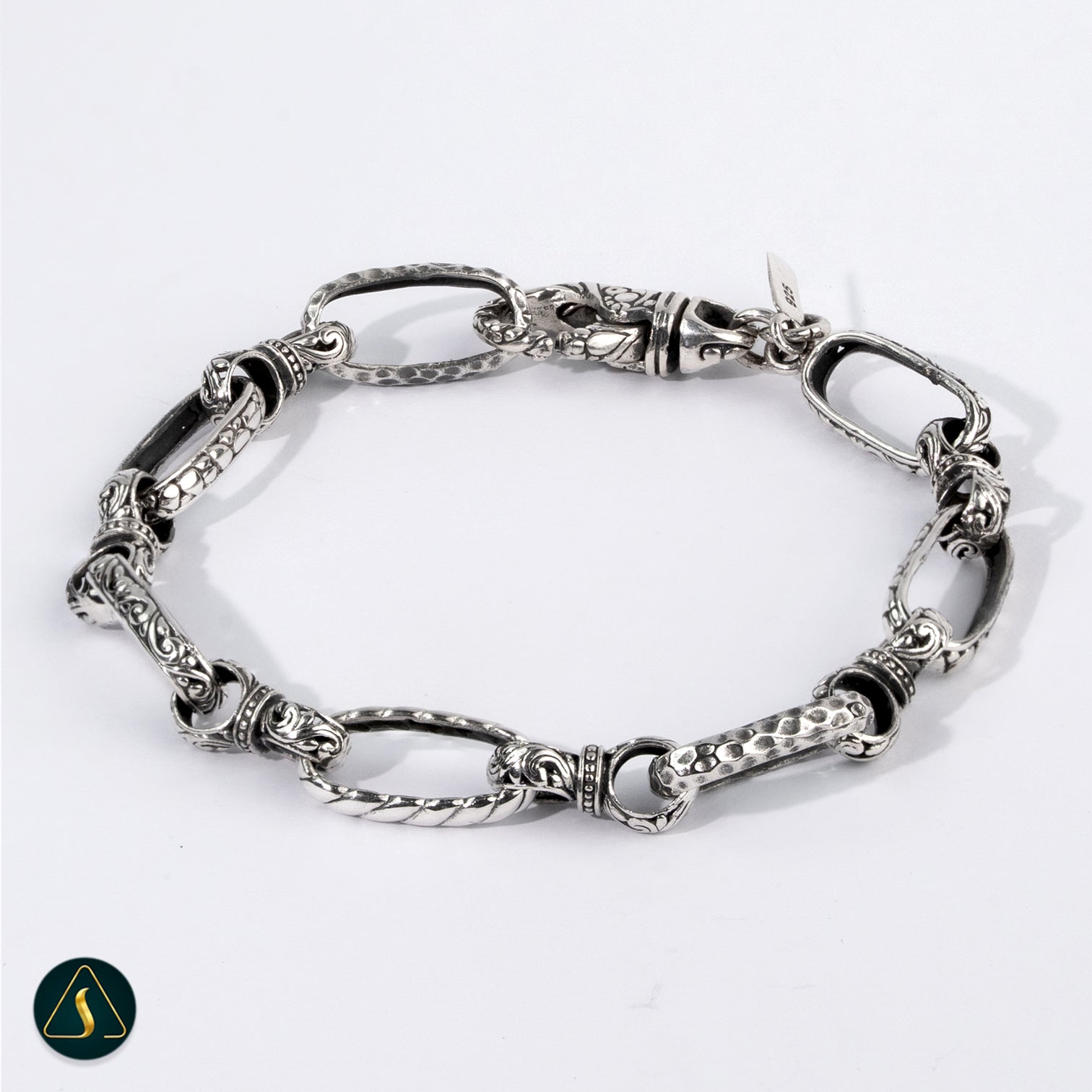 Balinese Sterling Silver Vintage Gothic Chain Bracelet Balinese sterling silver vintage gothic chain bracelet with oxidized finish