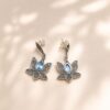 925 silver lotus gemstone dangle earrings
