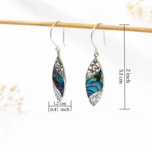 Natural paua abalone shell Balinese sterling silver earrings