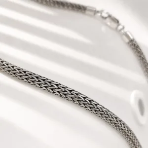 4x5mm woven Foxtail sterling silver chain handmade in Bali