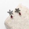Bali handmade 925 sterling silver flower gemstone earrings
