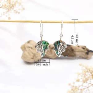 Natural abalone shell butterfly sterling silver dangle earrings