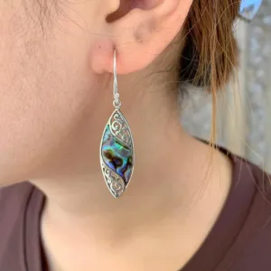 Handmade Bali abalone shell dangle jewelry with sterling silver