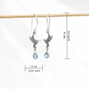 hummingbird gemstone dangle earrings handmade in Bali