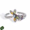 dragonfly multi gemstone Balinese 925 sterling silver cuff