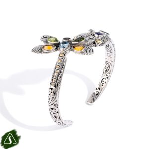925 sterling silver dragonfly bracelet with citrine peridot blue topaz amethyst and garnet