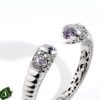 handcrafted 925 sterling silver open cuff bracelet with faceted amethyst