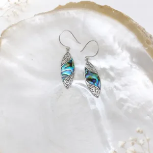 Balinese filigree sterling silver earrings with natural abalone shell