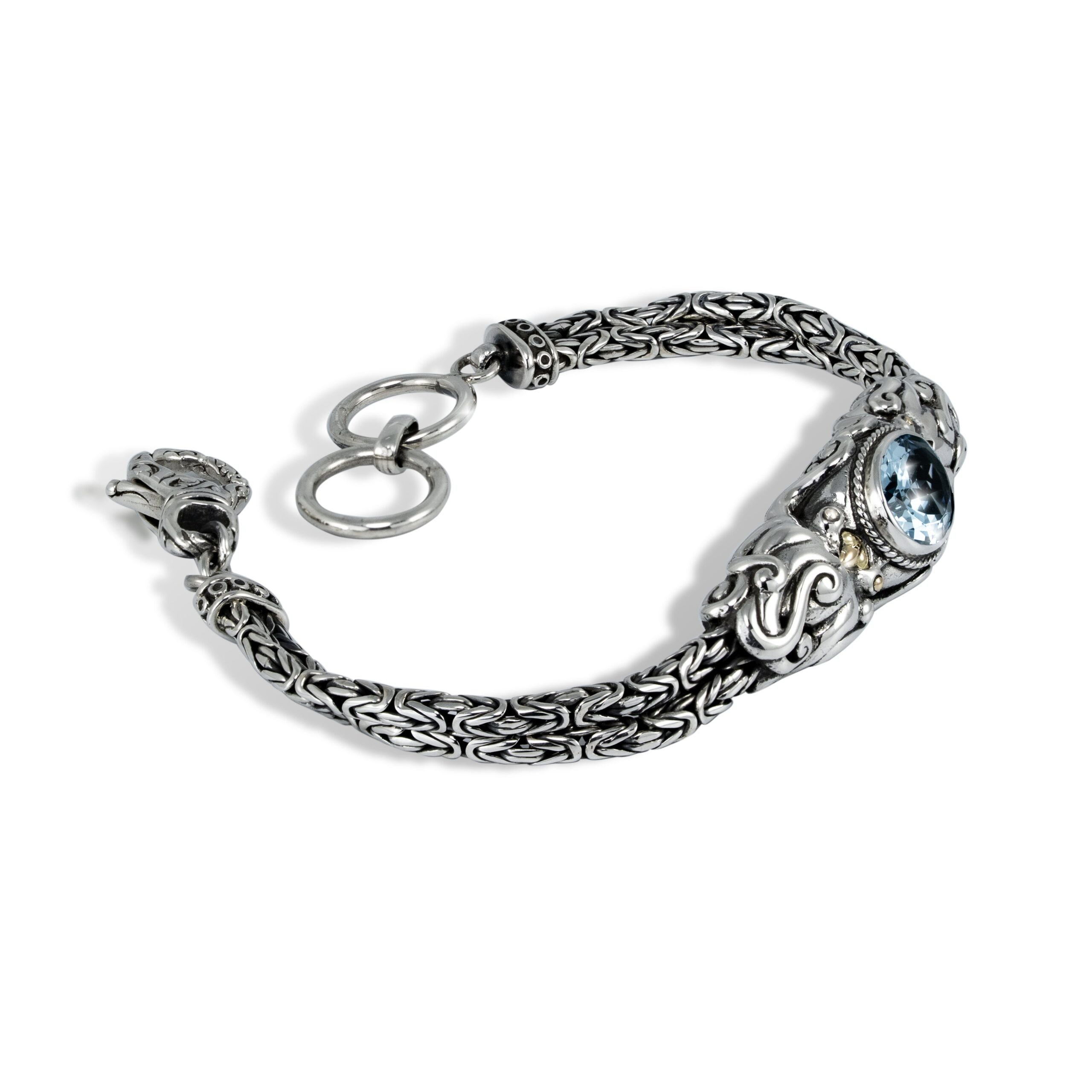 Handmade Balinese Octopus Silver Bracelet with 18K Gold handmade Balinese octopus silver bracelet with woven chain