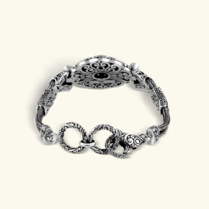 handmade Balinese silver bracelet with pearl and blue topaz