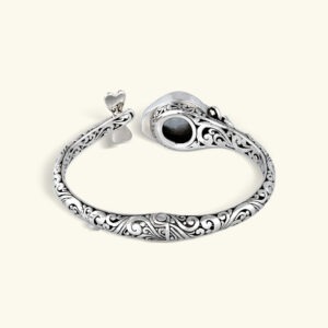 Balinese 925 sterling silver frog cuff with freshwater pearl