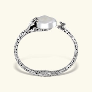 sterling silver frog engraved bracelet with baroque freshwater pearl