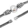 sterling silver frog carved chain bracelet with white mabe pearl
