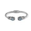 Handcrafted 925 sterling silver twisted rope cuff bracelet with octopus head details and Swiss blue topaz gemstones