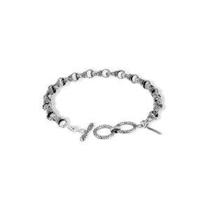 sterling silver Bali scroll link chain bracelet with floral engraving
