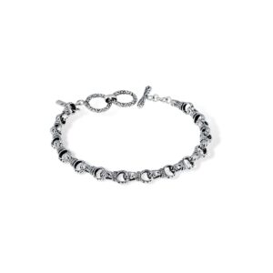 handmade Balinese sterling silver bracelet with intricate scrollwork links