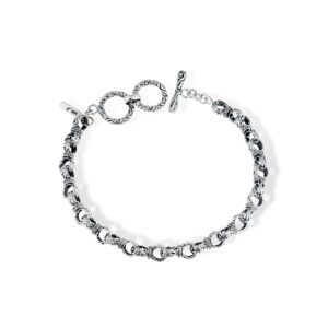 detailed floral swirl engraving on 925 sterling silver bracelet