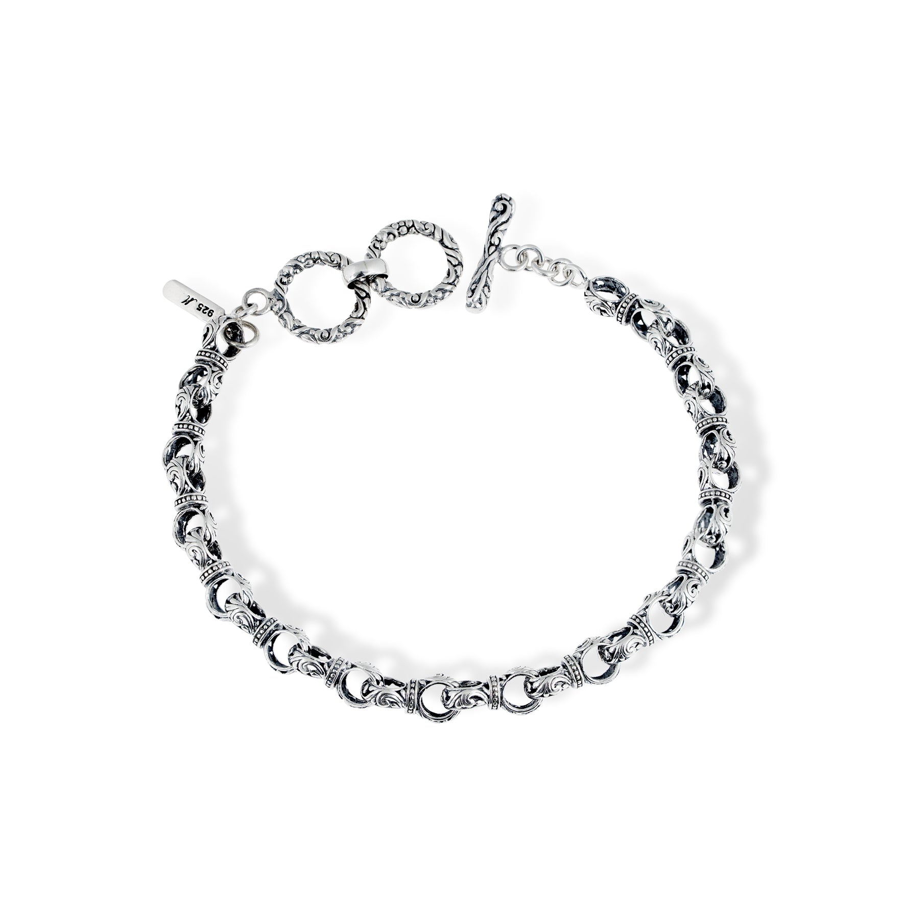 Intricate Floral Swirl Engraved Sterling Silver Bracelet detailed floral swirl engraving on 925 sterling silver bracelet
