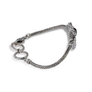 silver dragon Balinese 925 sterling silver bracelet with braided chain