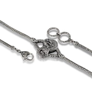 detailed sculpted dragon centerpiece on sterling silver bracelet