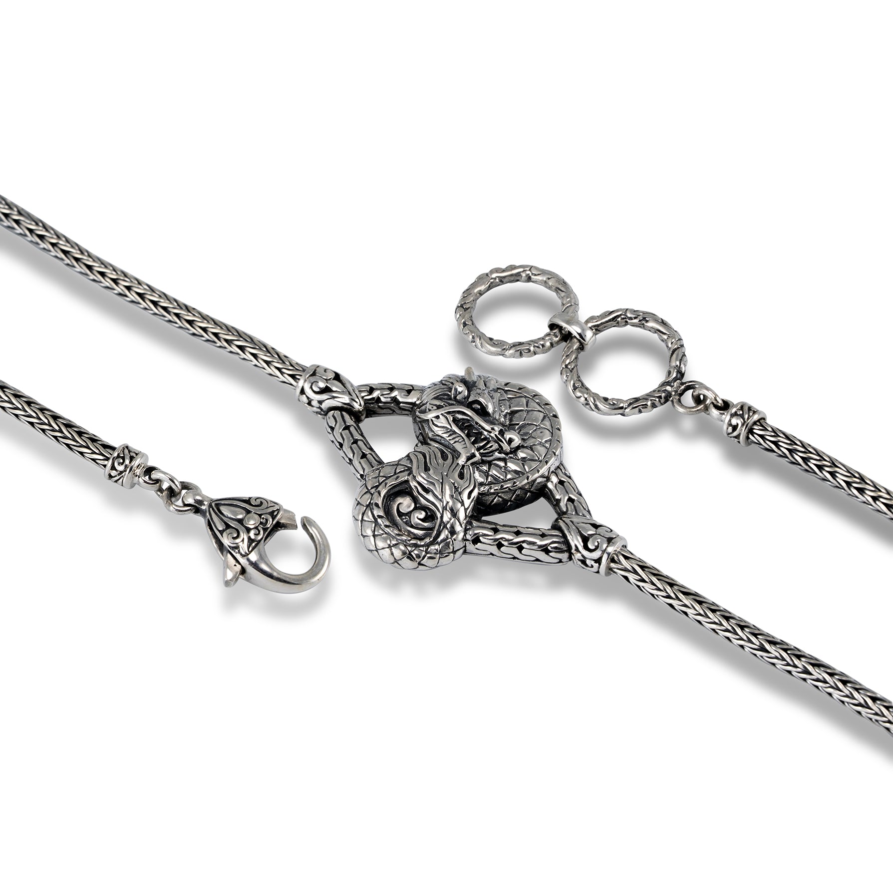 Detailed Dragon Centerpiece Sterling Silver Bracelet detailed sculpted dragon centerpiece on sterling silver bracelet