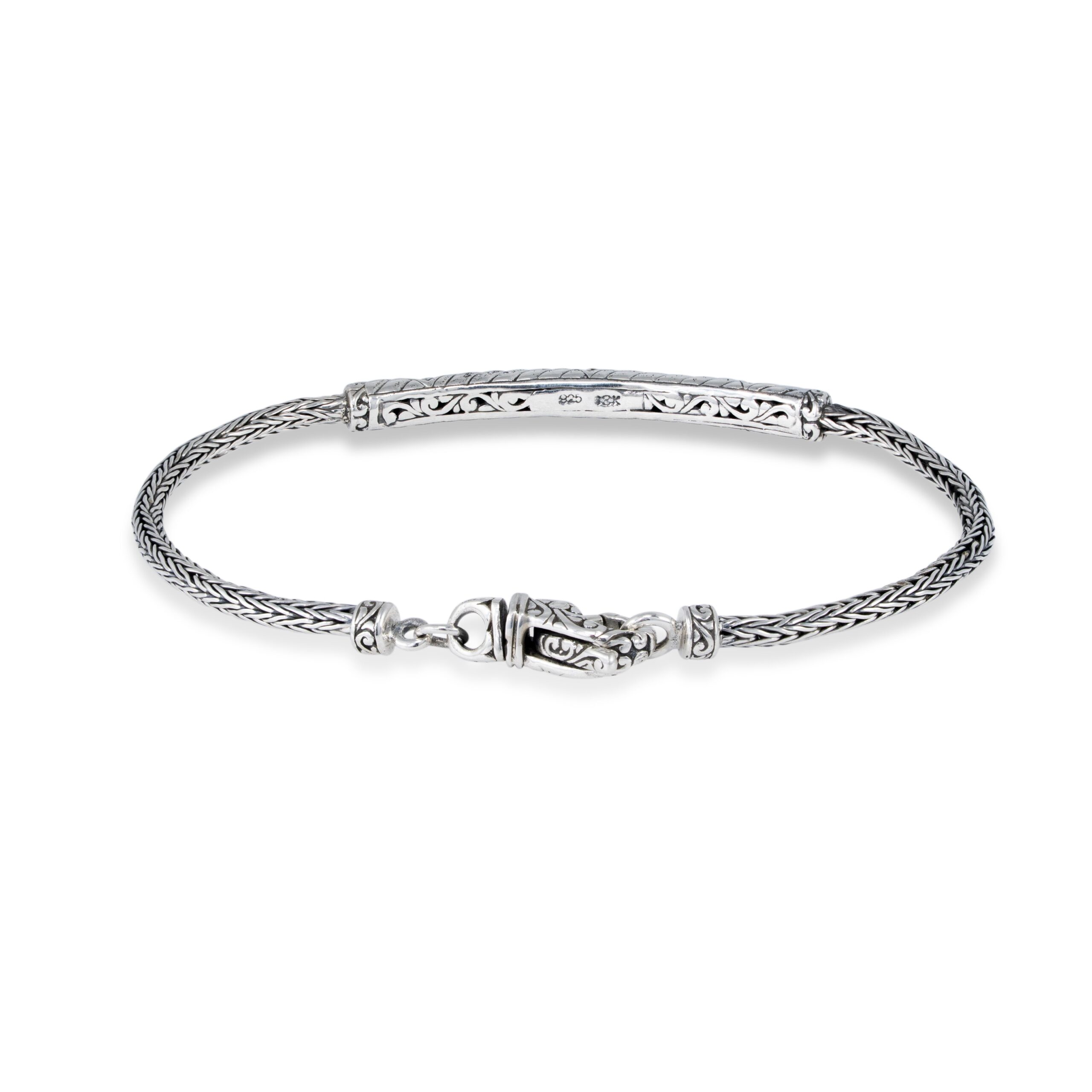 Handcrafted Sterling Silver Bracelet with 18K Gold Accent handcrafted sterling silver bracelet with 18K gold accent and braided chain