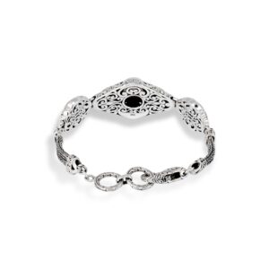 handmade 925 sterling silver bracelet with ornate Balinese scrollwork