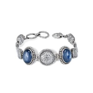 handmade Balinese 925 sterling silver blue kyanite bracelet