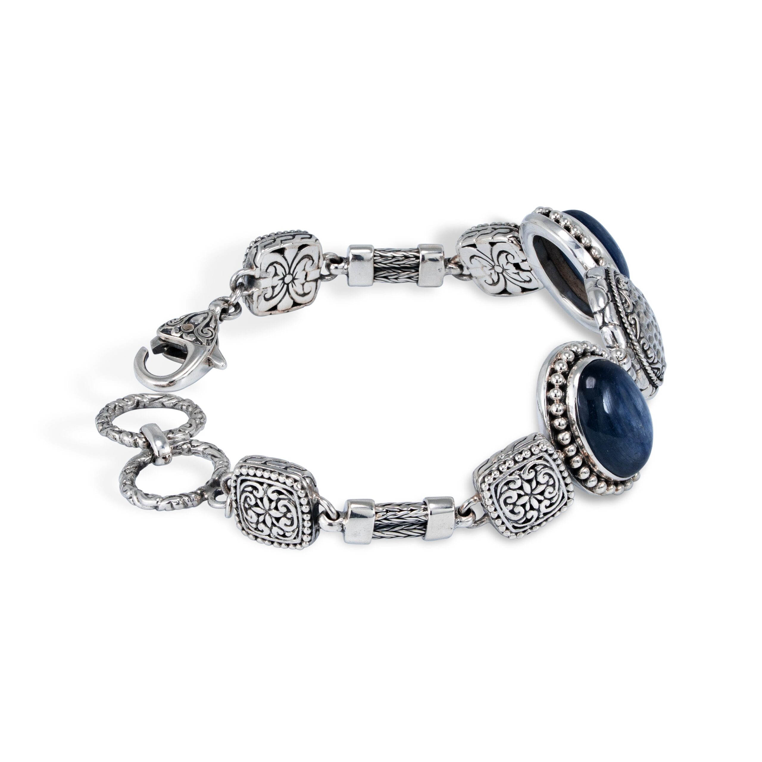 Vintage Inspired Sterling Silver Blue Kyanite Bracelet vintage inspired sterling silver bracelet with blue kyanite gemstones