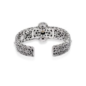 handmade Bali silver cuff bracelet with 18K gold accents