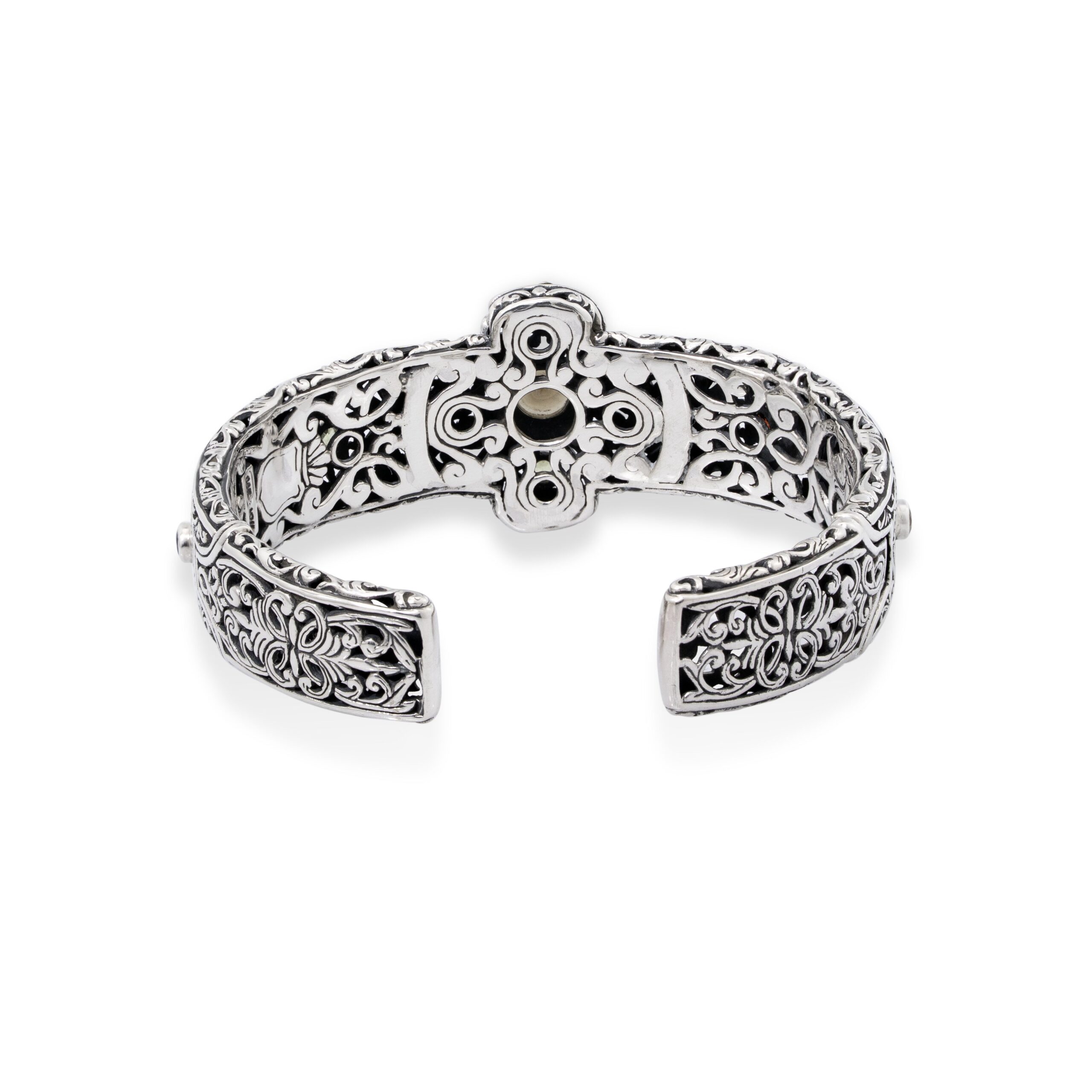 Handmade Bali Silver Cuff Bracelet with 18K Gold Accents handmade Bali silver cuff bracelet with 18K gold accents