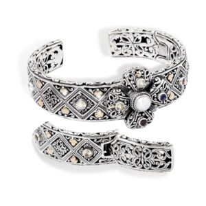 handcrafted Balinese batik engraved 925 sterling silver cuff bracelet