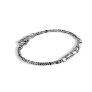 Balinese silver bracelet with 18K gold accents and braided chain