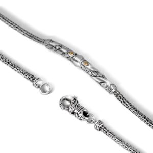 ornate Balinese silver bracelet clasp with 18K gold accents