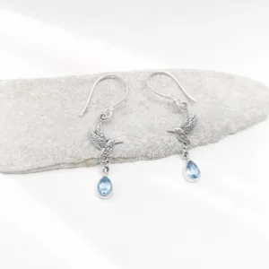detailed handmade Balinese hummingbird silver earrings