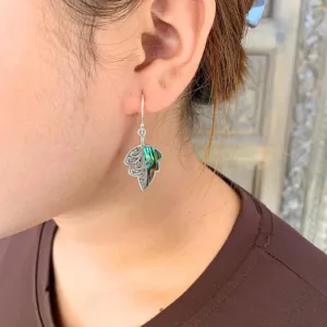 Green blue turquoise purple abalone shell butterfly earrings