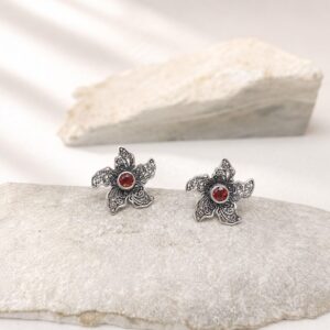 Handmade Bali silver earrings with colorful genuine gemstone