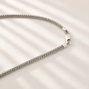 Unisex Foxtail silver chain necklace 4x5mm Balinese artisan jewelry