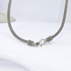 Handmade Bali sterling silver braided chain necklace close up