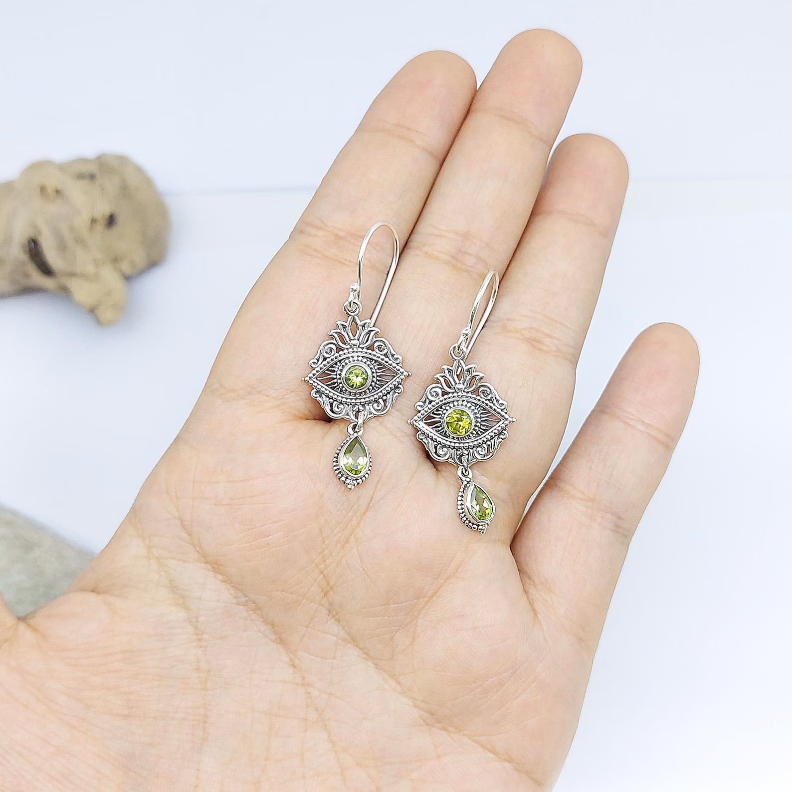 Handmade Bali Sterling Silver Lotus Drop Earrings Dewi Lotus handmade sterling silver earrings from Bali