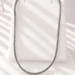Bali 925 sterling silver Foxtail chain woven texture close up
