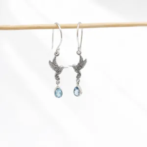 Bali silver hummingbird earrings nature inspired design